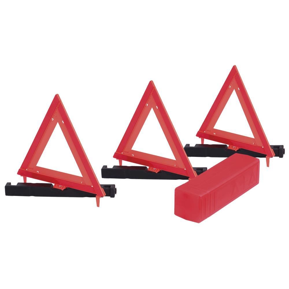 Safety Warning Triangle -  Red/Orange - 3-pack