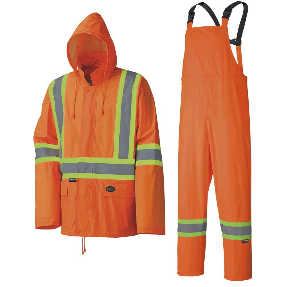 Waterproof Lightweight Safety Rain Suit - Orange - M