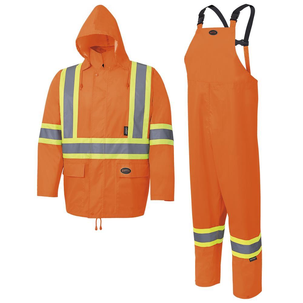 Hi-Viz Rainsuit - 150D Oxford Polyester/PU - Hi-Viz Orange - M