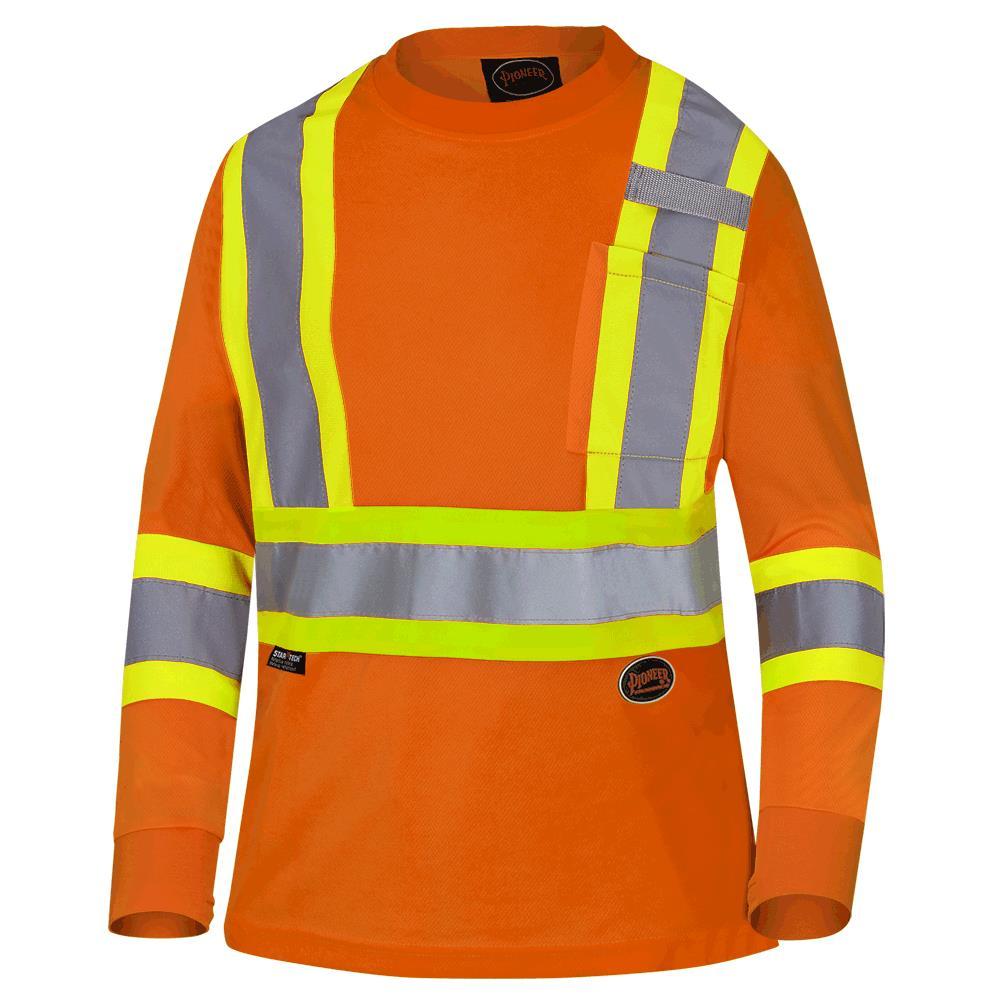 Hi-Viz Orange Polyester Birdseye Women’s Safety Long-Sleeve T-shirt - XL