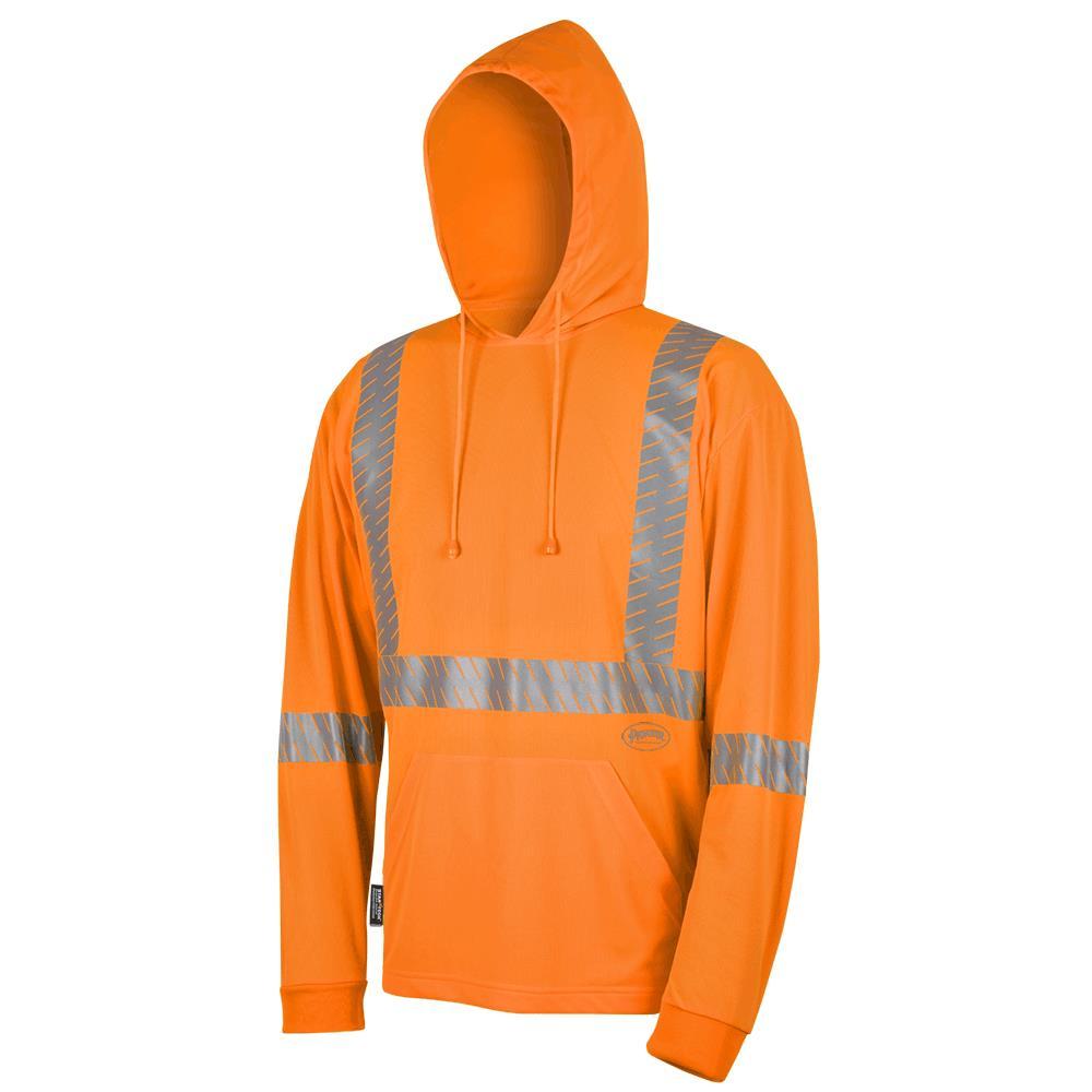 Hi-Vis Bird&#39;s-Eye Safety Hoodie Shirt - Hi-Vis Orange - M
