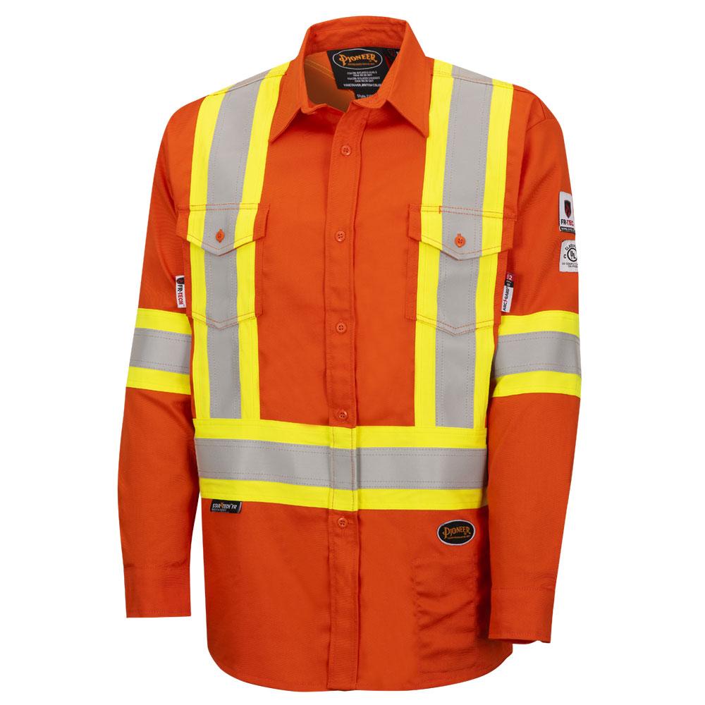 FR-TECH® Flame-Resistant Safety Shirt - Hi-Viz Orange - 4XL
