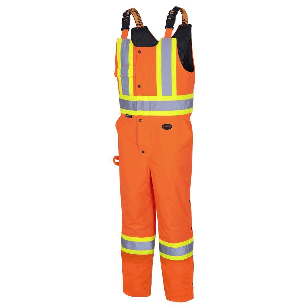 Waterproof Quilted Safety Bib overall - Hi-Viz Orange - 3XL