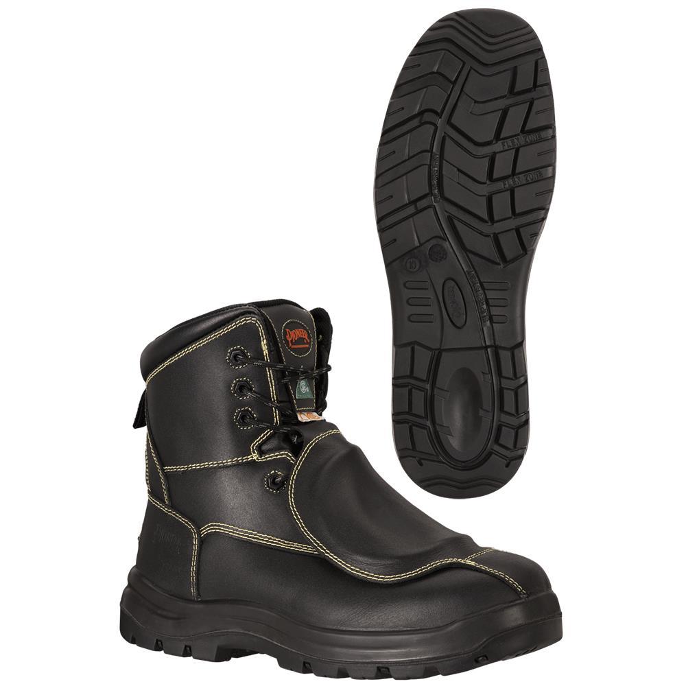 8&#34; CSA Safety Leather Boots - Metatarsal-Protected - Black - 13