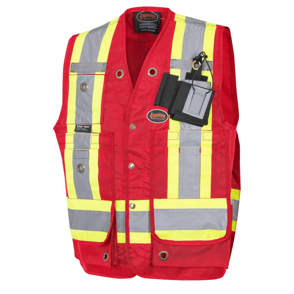 CSA Surveyor&#39;s/Supervisor&#39;s Vest - 600D PU-Coated Oxford Polyester - Red - 2XL