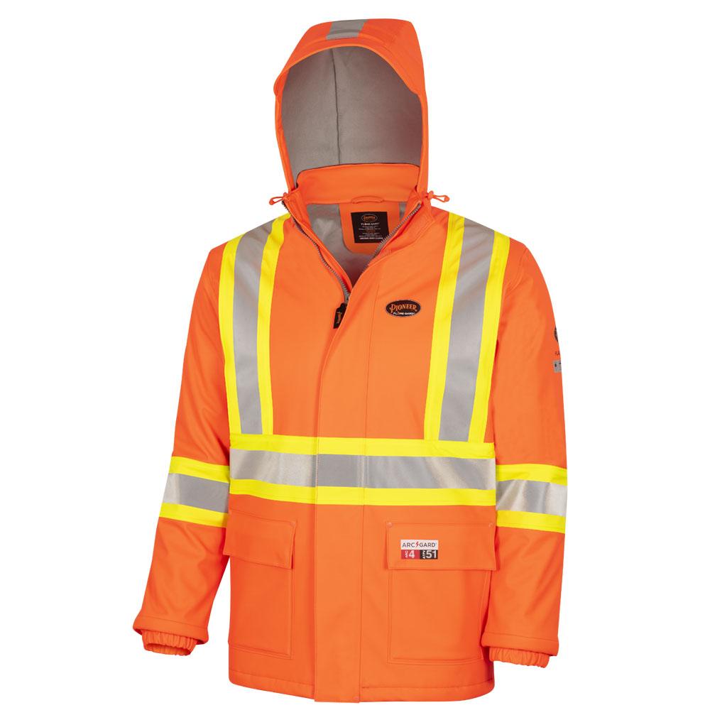 Flash-Gard® FR/ARC-Rated PU Jacket – Waterproof – Detachable Hood – Hi-Vis Orange – 4XL
