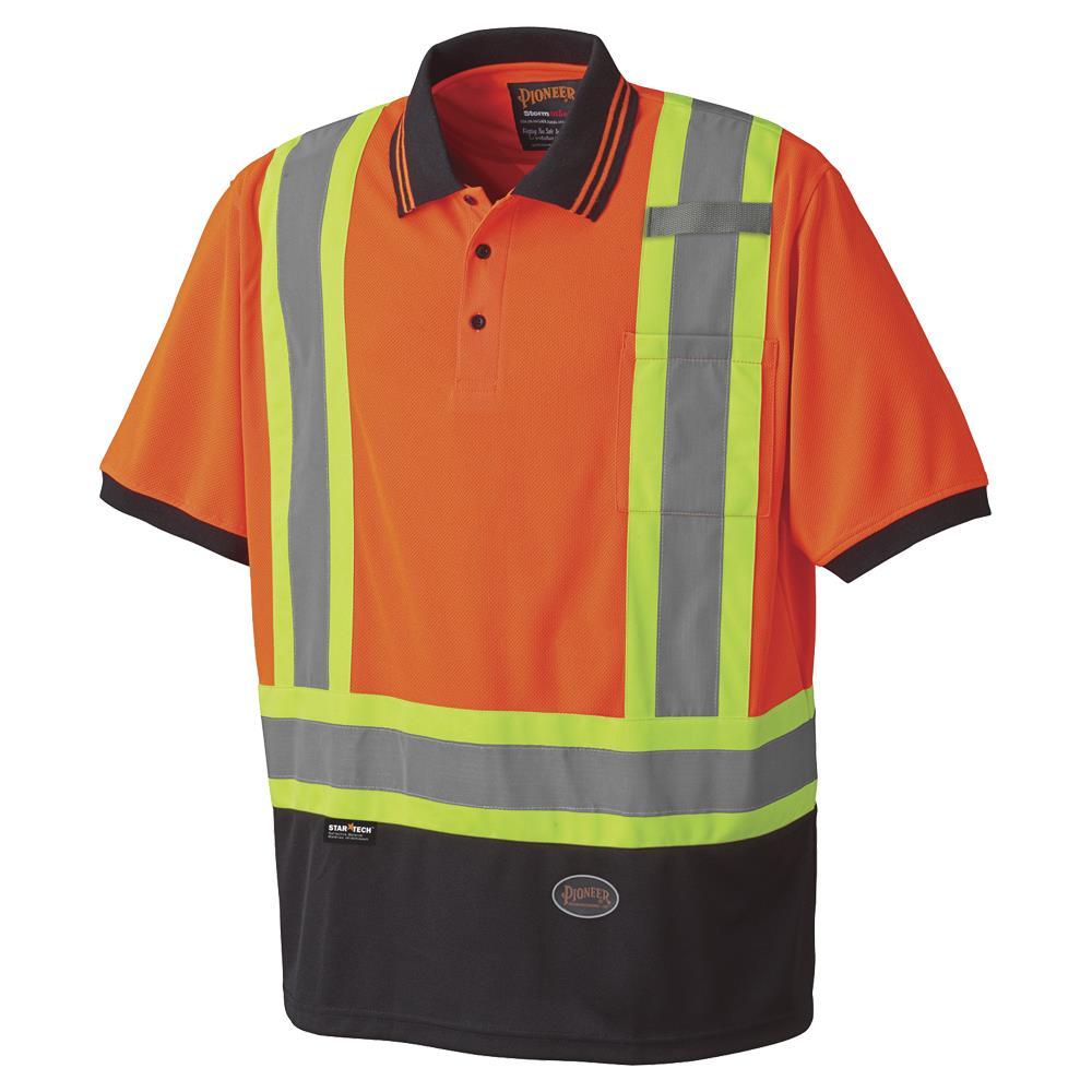 Hi-Viz Orange Birdseye Safety Polo Shirt - M