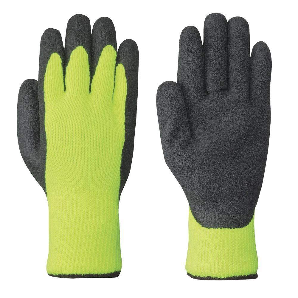 Hi-Viz Yellow/Green Seamless Knit Latex Glove - L