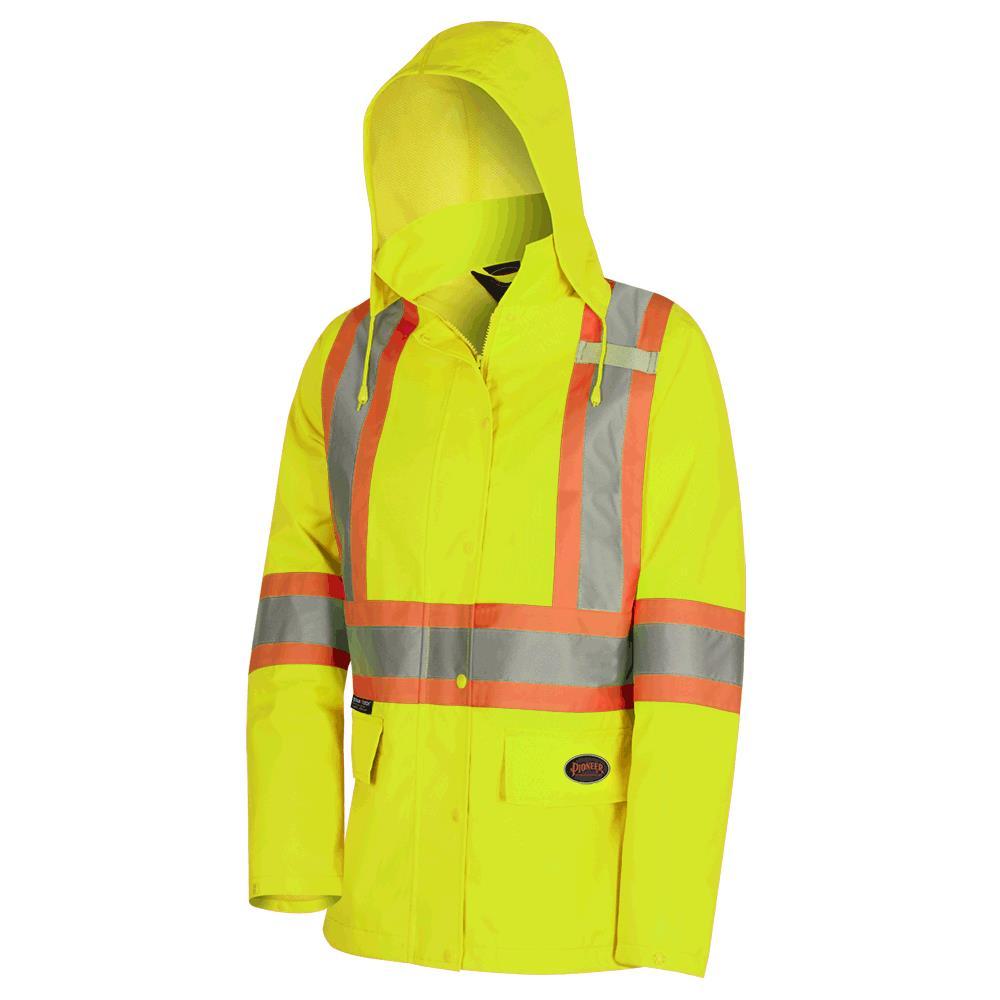 Women&#39;s Hi-Viz Yellow Waterproof 300D Polyester/PU Jacket - XL