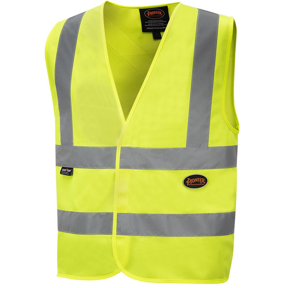 Hi-Viz Polyester Tricot Safety Vest with 2&#34; Tape - Hi-Viz Yellow - XL