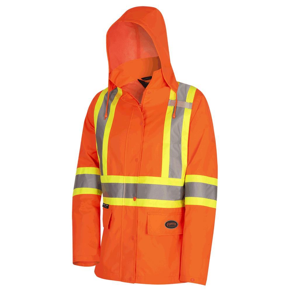 Women&#39;s Hi-Viz Orange Waterproof 300D Polyester/PU Jacket - M