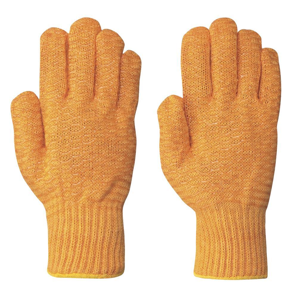Orange Seamless Knit Criss-Cross Nylon Glove - M