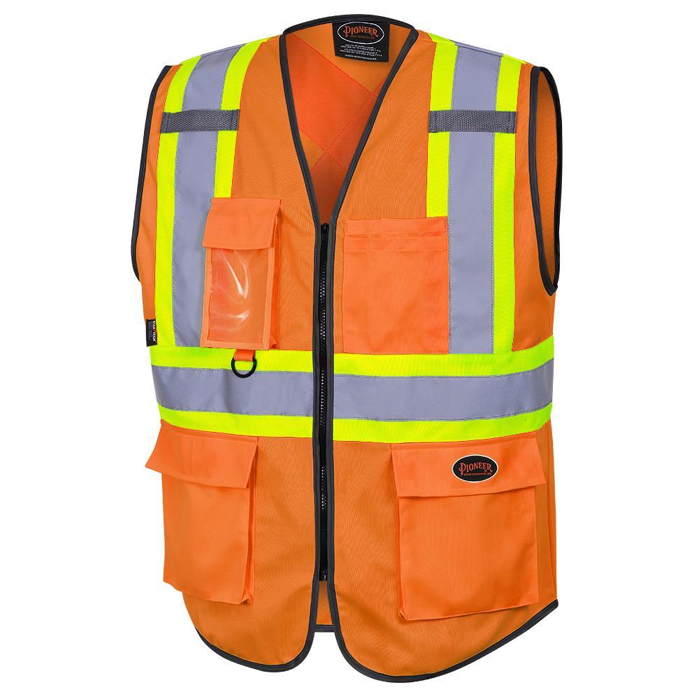 Hi-Viz Zip-Front Safety Vest - Hi-Viz Orange - XL