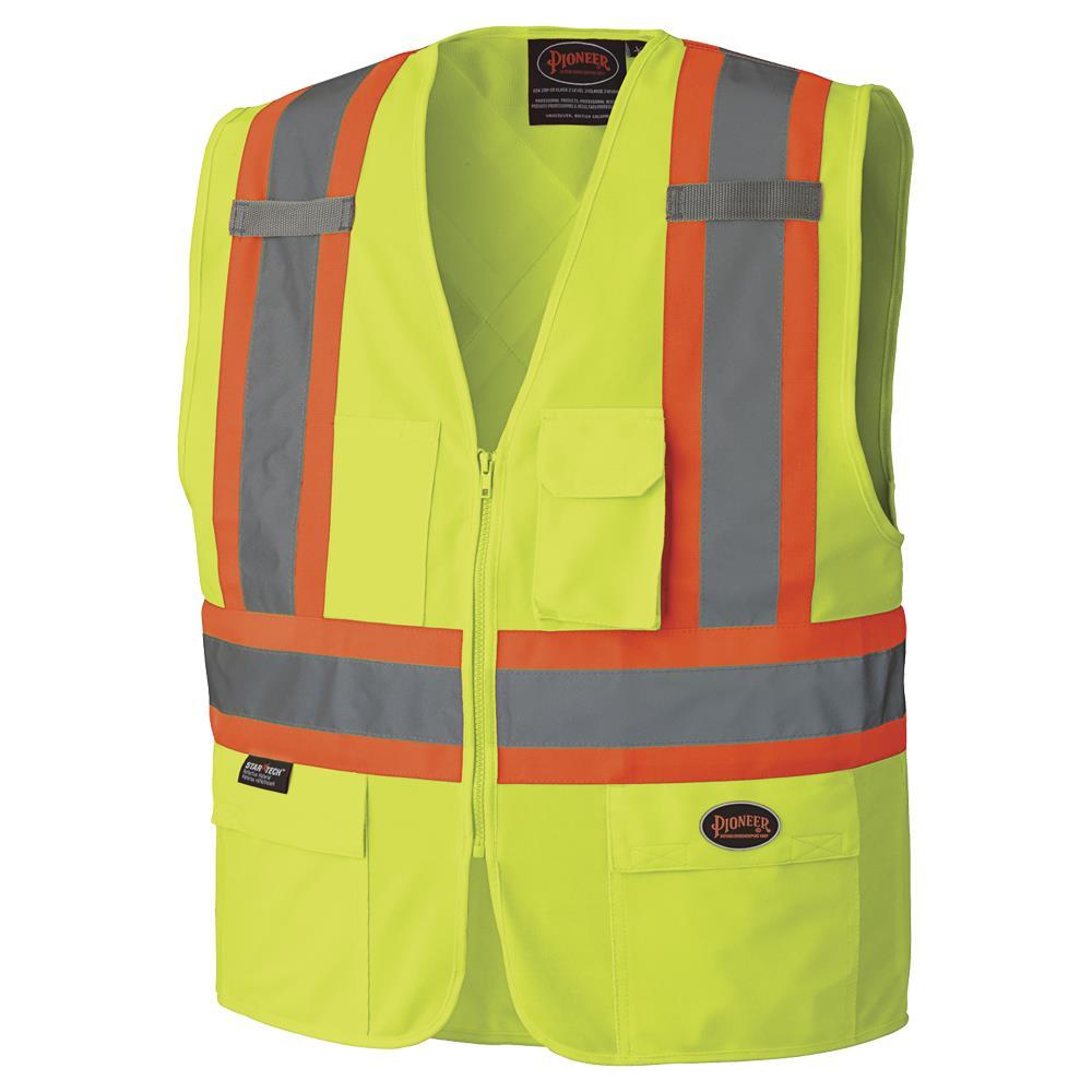 Hi-Viz Zip-Front Safety Vest - Hi-Viz Yellow/Green - XL