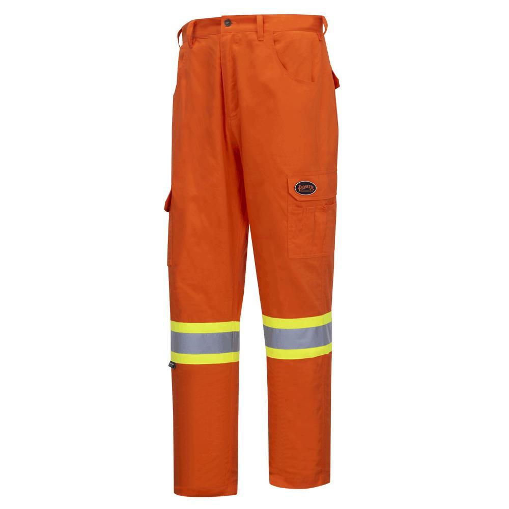 Hi-Vis Bright Safety Cargo Pants - Cotton Twill - Hi-Vis Orange - 50x34