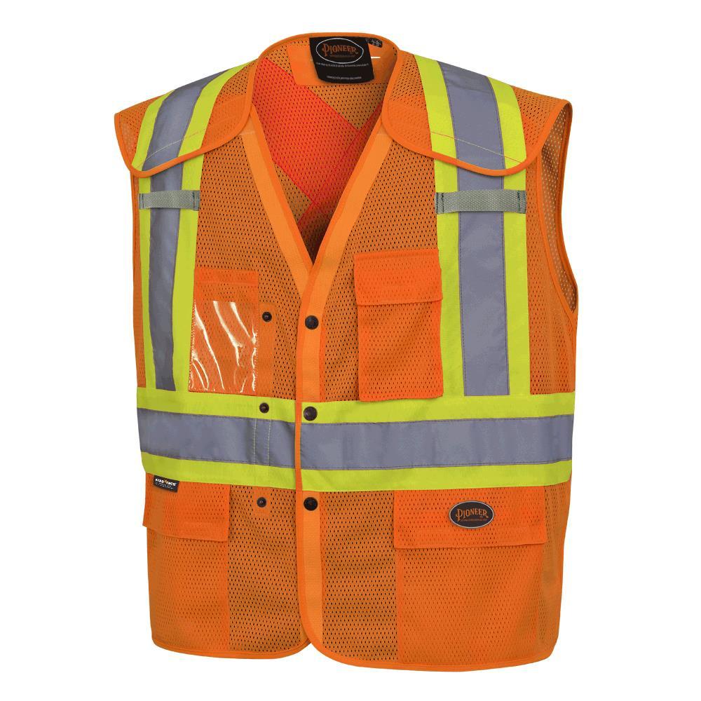 Hi-Viz Orange Drop Shoulder Safety Vest with Snaps - 4/5XL