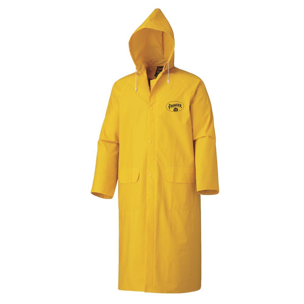 Yellow Flame Resistant PVC Long Rain Coat - 48&#34;