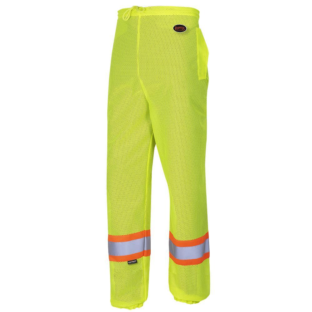 Hi-Viz Yellow/Green Traffic Safety Pants - Polyester Mesh - Mesh Leg Panels - S/M