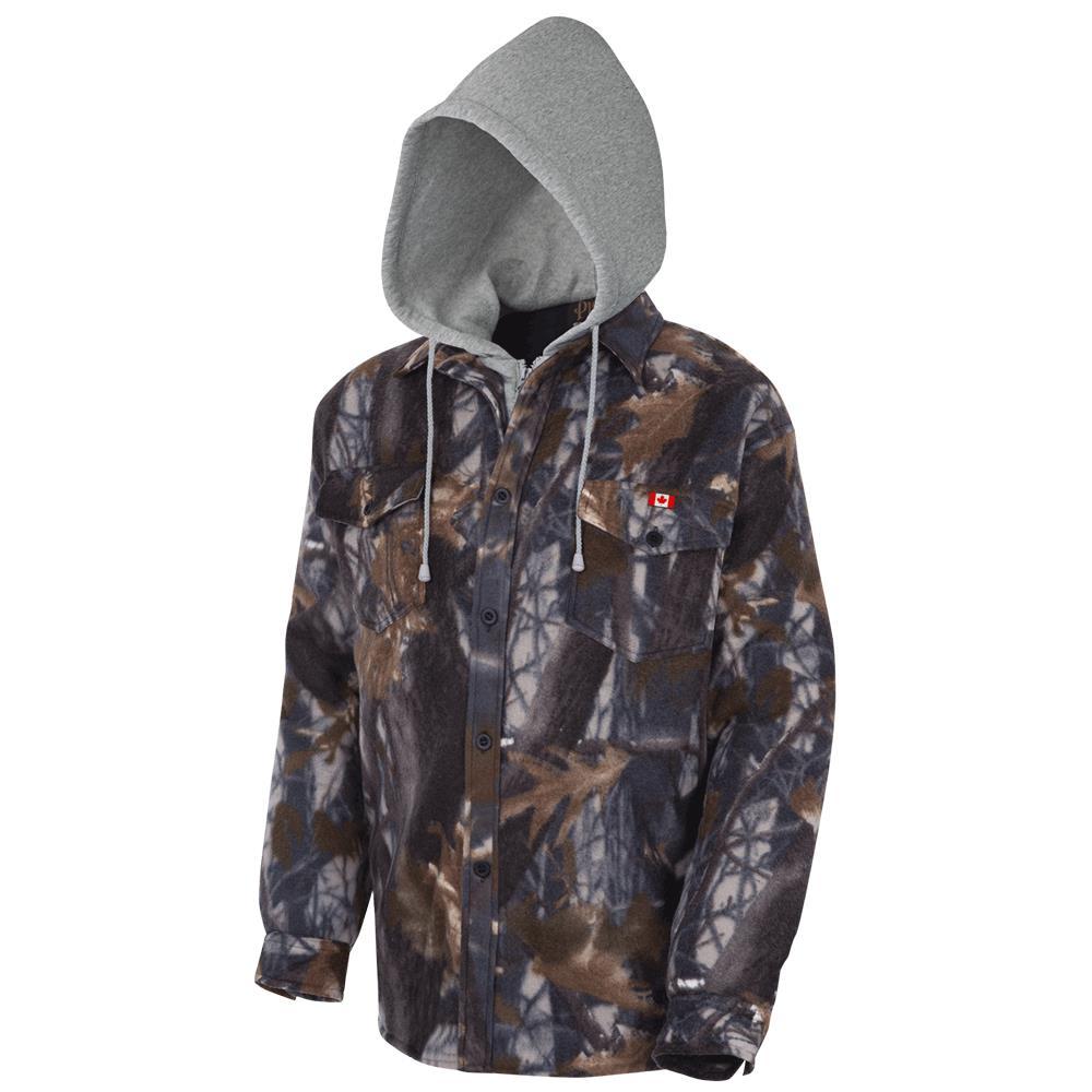 Quilted Polar Fleece Hooded Shirt – Camouflage – XL