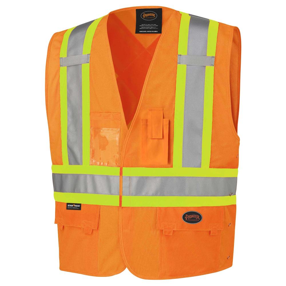 Hi-Viz Safety Vest w/ Adjustable Sides  - Hi-Viz Orange - S/M