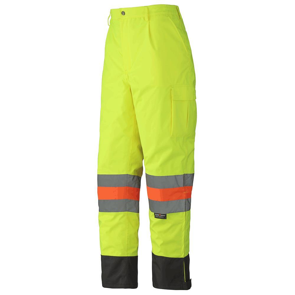 Hi-Viz Yellow Waterproof Traffic Safety Pants - Tricot Polyester - MTQ Approved - XL