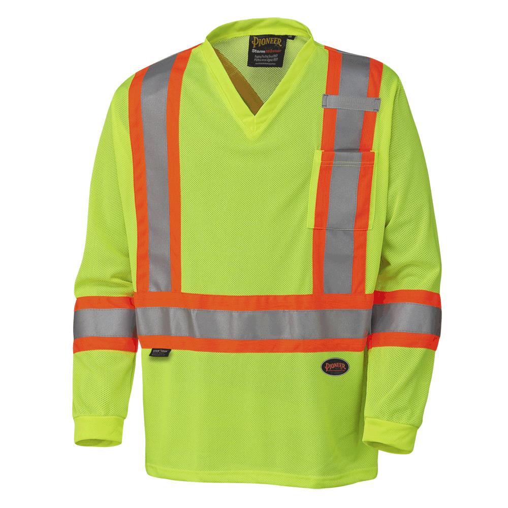 Hi-Viz Yellow/Green Traffic Micro Mesh Long-Sleeved Safety Shirt - 4XL