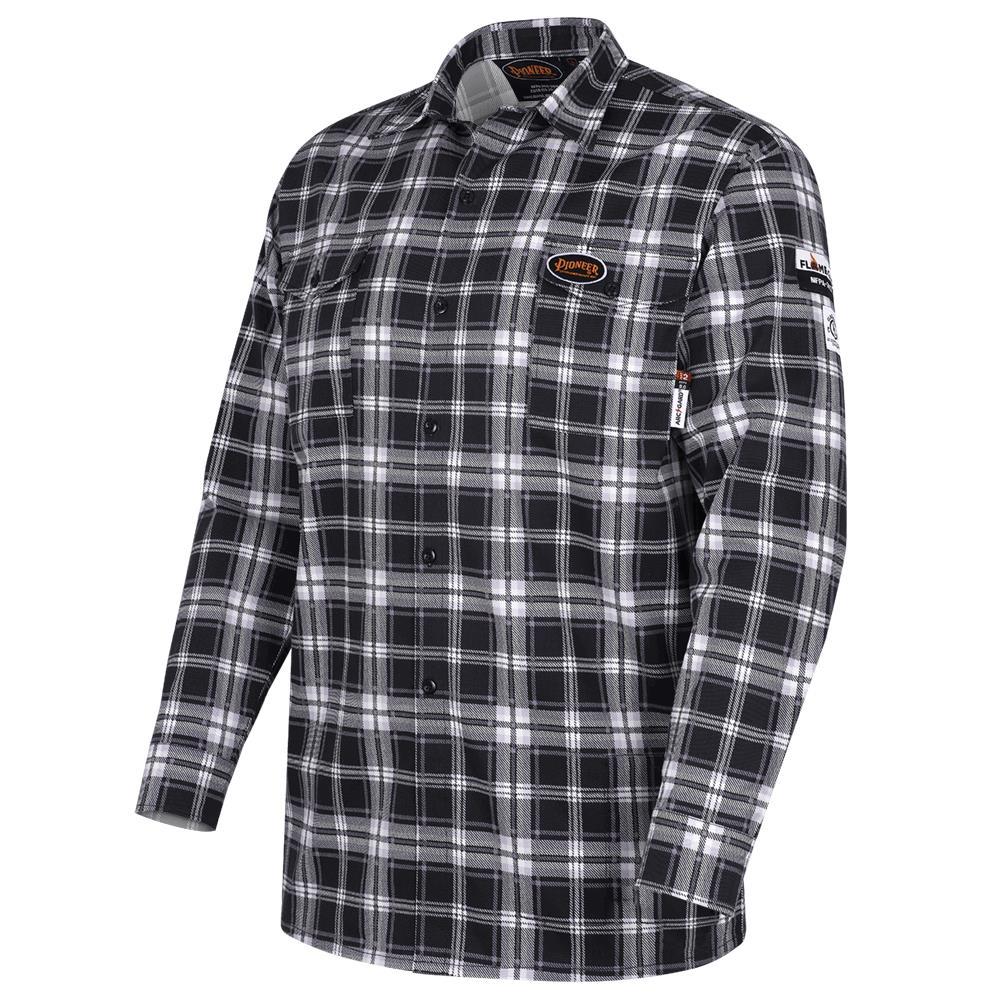Flame-Gard® 100% Cotton Safety Work Shirt - Black Plaid - XL