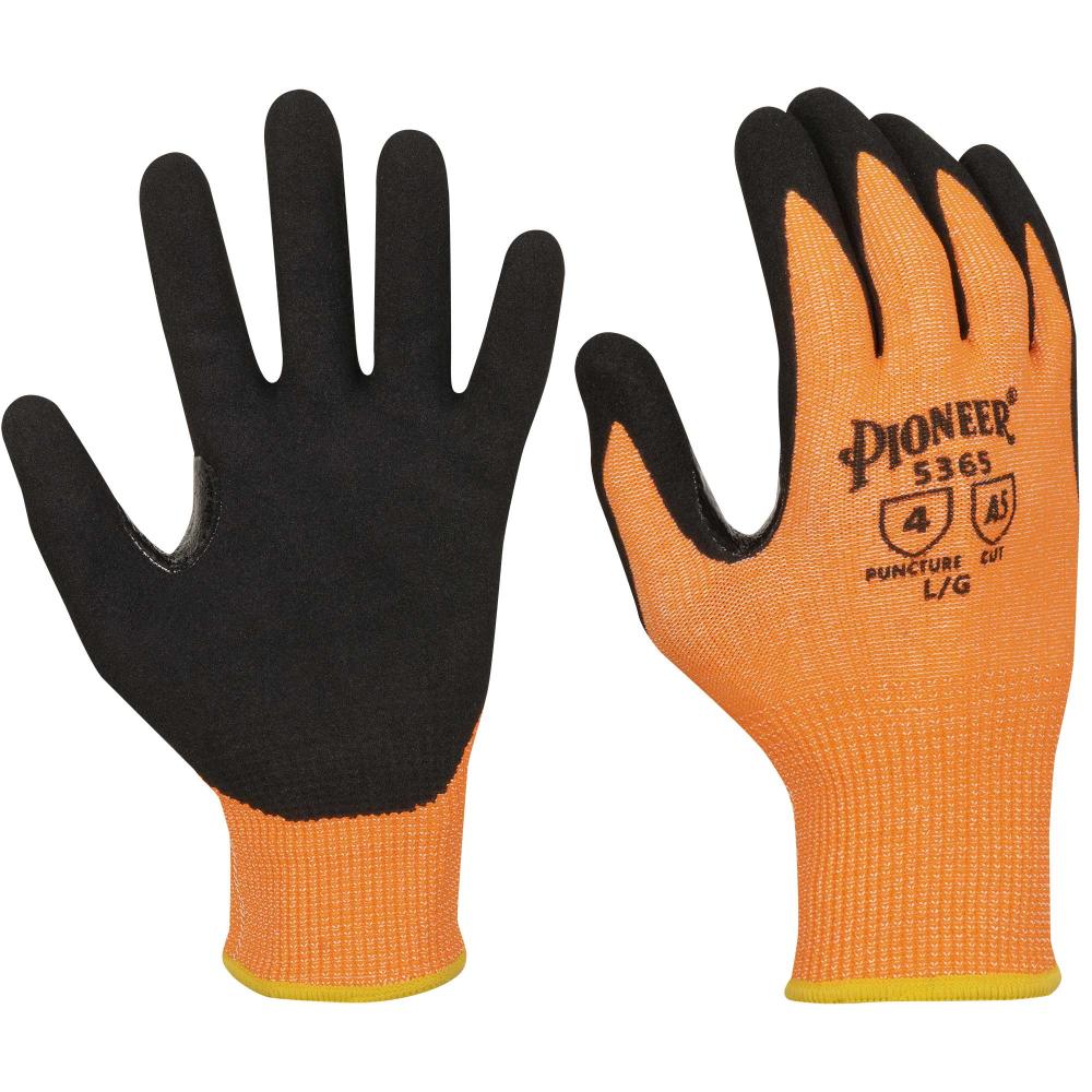 Touch-Screen Cut-Resistant Gloves - Hi-Vis Orange/Black - S