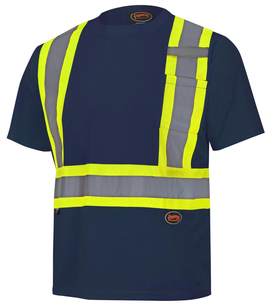 Hi-Viz Bird&#39;s-Eye Safety T-Shirt - Navy - XS