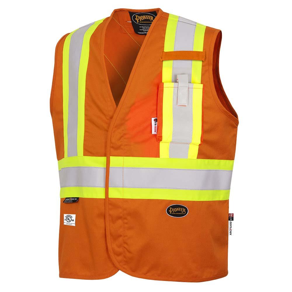 Hi-Viz FR-Tech® 88/12 7 oz Flame-Resistant Safety Vest - Hi-Viz Orange - 4XL