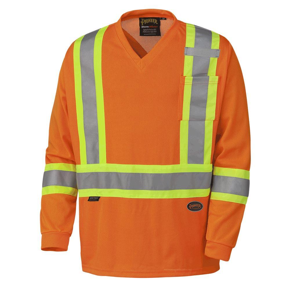 Hi-Viz Orange Traffic Micro Mesh Long-Sleeved Safety Shirt - XL