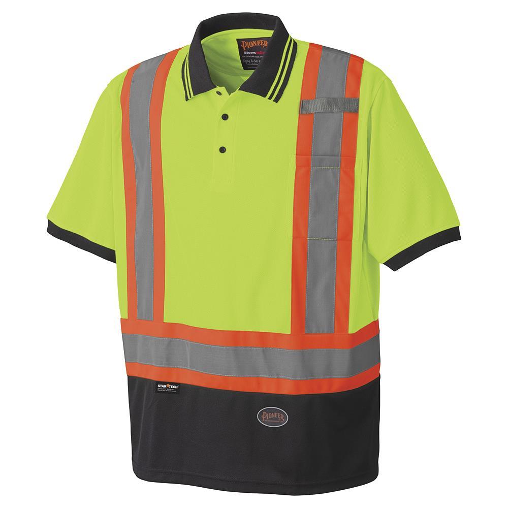 Hi-Viz Yellow/Green Birdseye Safety Polo Shirt - S