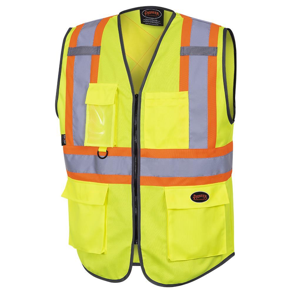 Hi-Viz Zip-Front Safety Vest - Hi-Viz Yellow/Green - XL