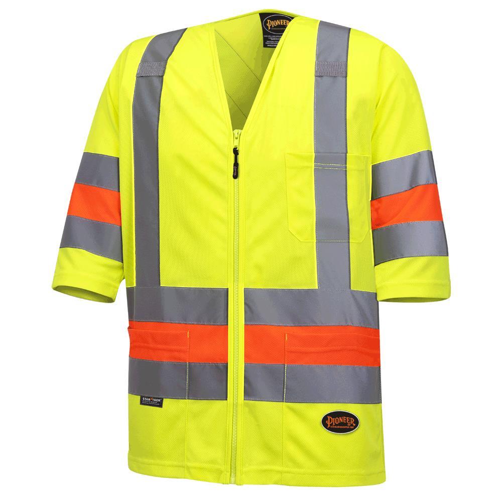 Hi-Viz Yellow Short-Sleeved Quebec Traffic Control Shirt - S