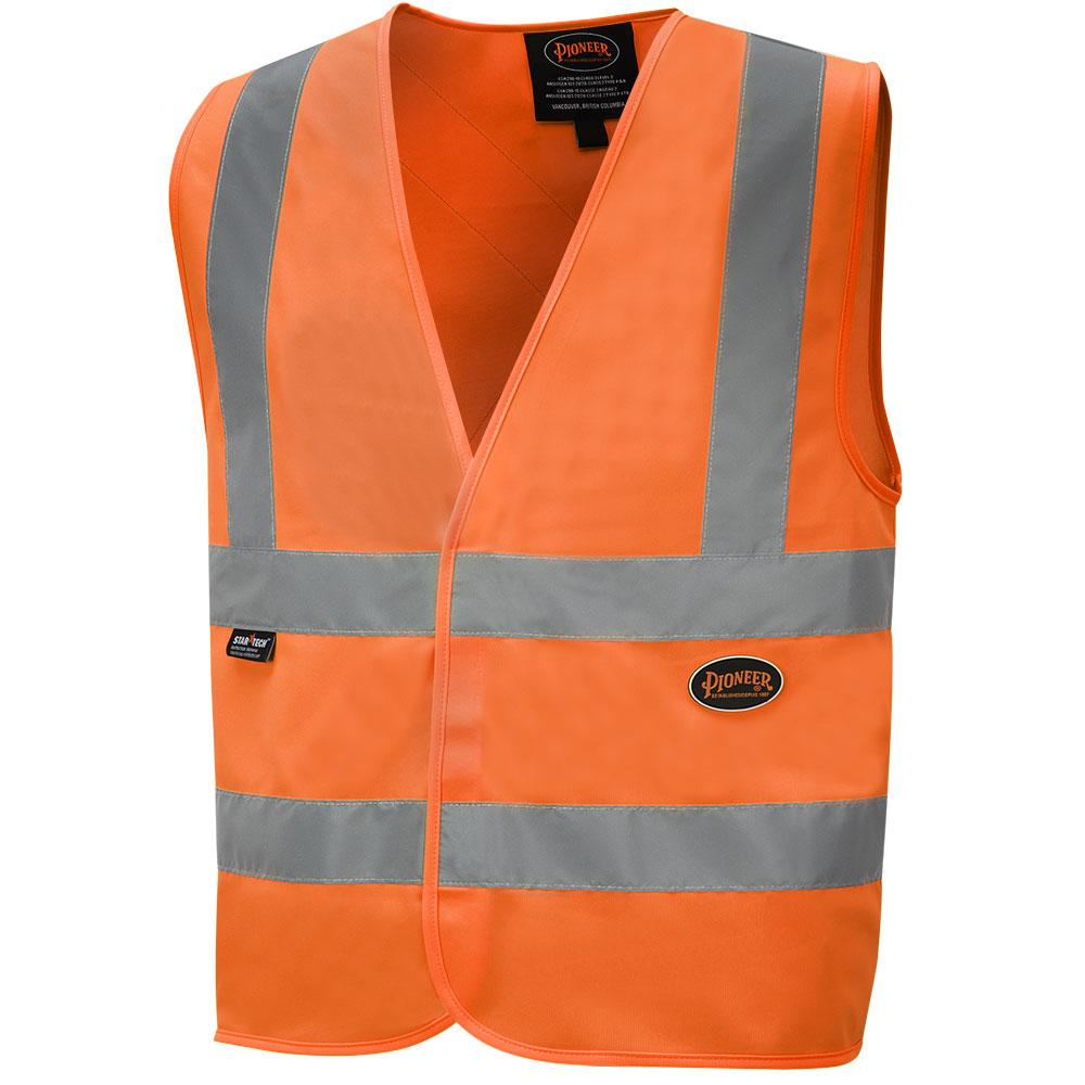 Hi-Viz Polyester Tricot Safety Vest with 2&#34; Tape - Hi-Viz Orange - M