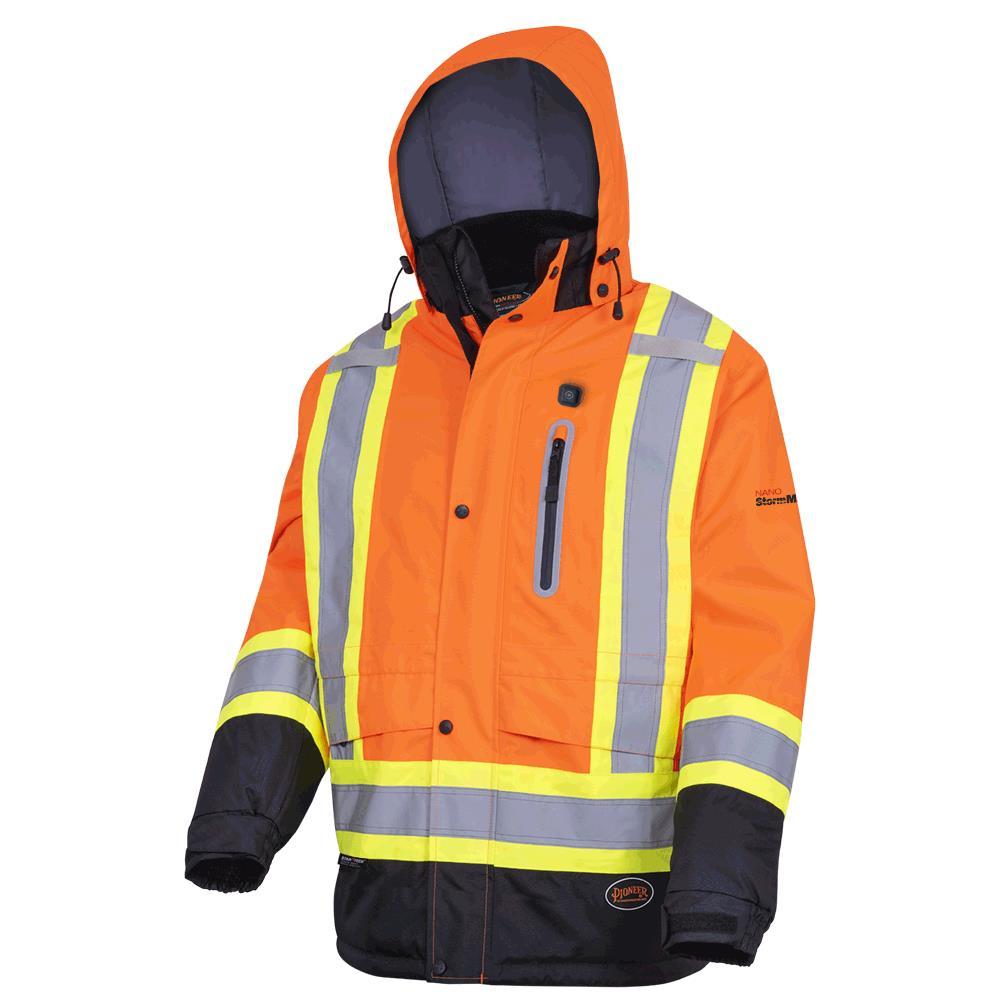 Hi-Viz Orange Waterproof Insulated Heated Safety Jacket - L