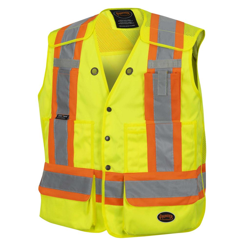 Hi-Viz Yellow/Green Drop Shoulder Tear-Away Surveyor&#39;s Safety Vest -XL
