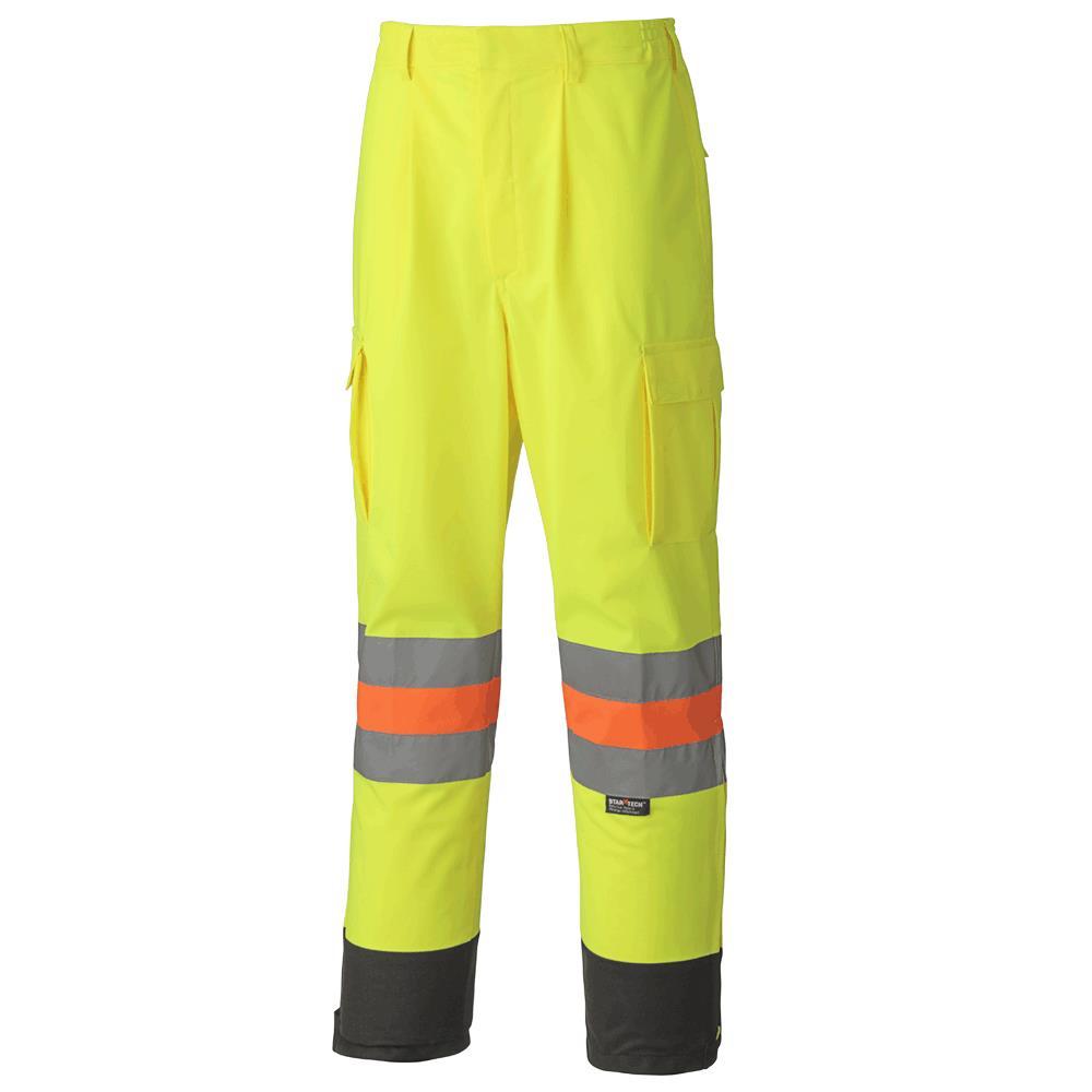 Hi-Viz Yellow Breathable Traffic Safety Pants - Tricot Polyester - MTQ Approved - S
