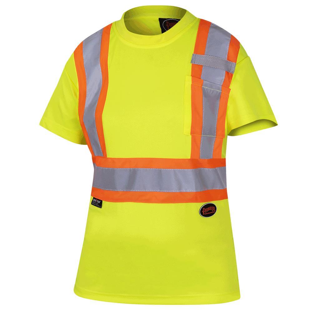 Hi-Viz Yellow Women&#39;s Birdseye Safety T-Shirt - XS