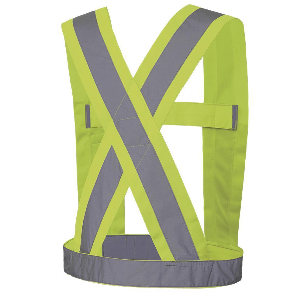 Hi-Viz Yellow/Green CSA 4&#34; Wide Adjustable Safety Sash - O/S