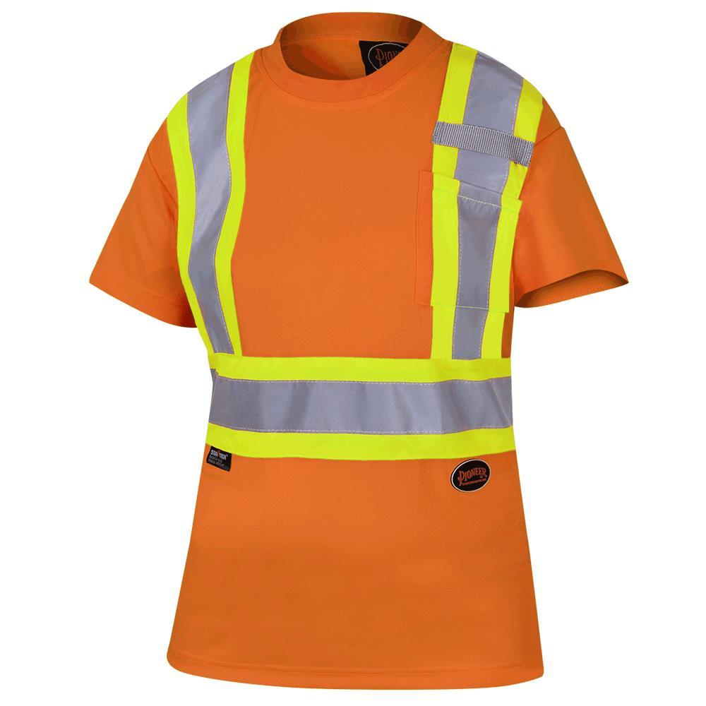 Hi-Viz Orange Women&#39;s Birdseye Safety T-Shirt - 4XL