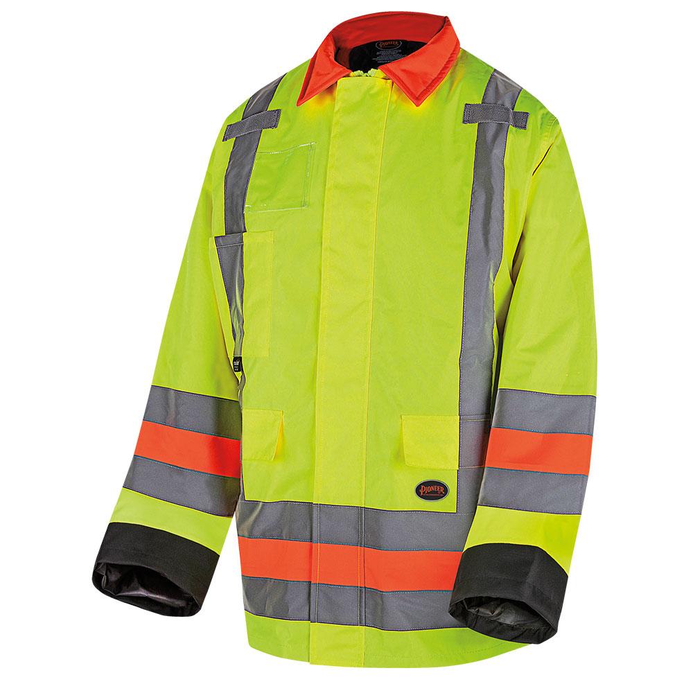 Hi-Viz Yellow Waterproof Quebec Winter Insulated Traffic Control Safety Jacket - 4XL