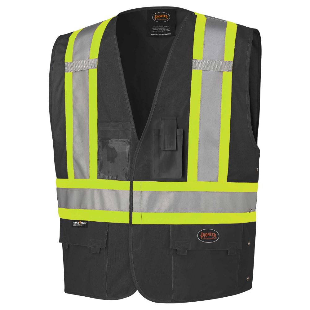 Hi-Viz Safety Vest w/ Adjustable Sides  - Black - 4/5XL