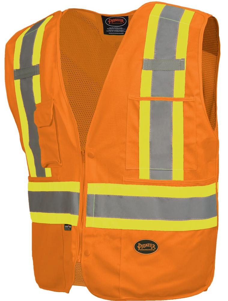 Tear-Away Mesh Back Zip Front Safety Vests - Tricot Polyester