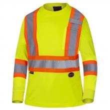 Pioneer V1052860-S - Hi-Viz Yellow Polyester Birdseye Women’s Safety Long-Sleeve T-shirt - S