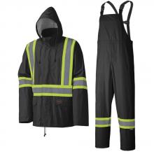 Pioneer V1080170-XL - Waterproof Lightweight Safety Rain Suit - Black - XL