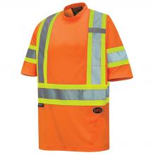 Pioneer V1052750-M - Hi-Vis Bird's-Eye Safety T-shirt - Tape on Sleeves - Hi-Vis Orange - M