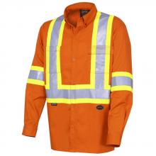 Pioneer V2120510-XL - Ultra Cool Hi-Viz Cotton Long-Sleeved Safety Shirt - Cotton Twill - Orange - XL