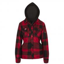 Pioneer V3080790-L - Women’s Quilted Polar Fleece Hooded Shirt - Red/Black Plaid -  L