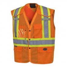Pioneer V102195A-4/5XL - Hi-Viz Orange Drop Shoulder Safety Vest with Snaps - 4/5XL
